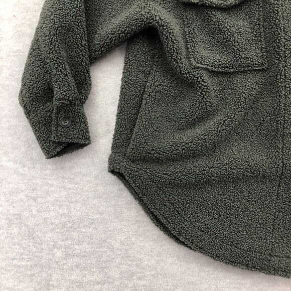Good American Team Cardinal Oversized Sherpa Shacket Size 0 Green Hidden Button - Picture 4 of 16